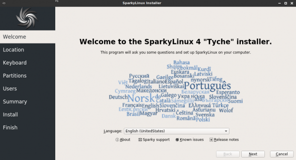 Welcome screen
